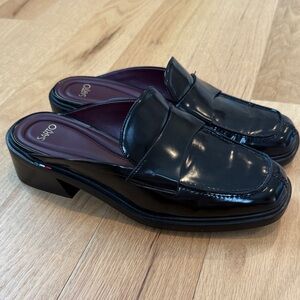 Franco Sarto Black Patent Leather Slip-On Mule